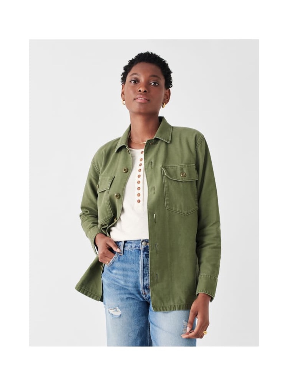 Faherty Olive Green Savannah Utility Jacket